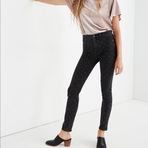 10” high-rise skinny jeans: metallic dots